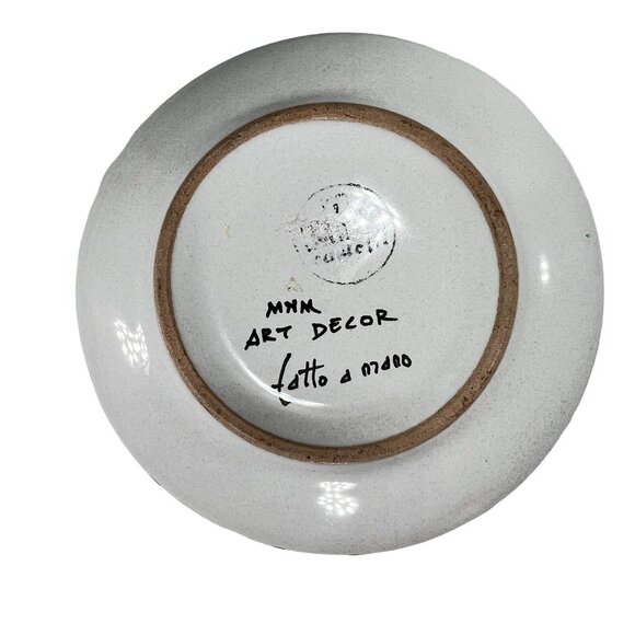 Italian Hand Painted Candle Stick Holder Pottery Ceramic Floral Signed White - Picture 5 of 9